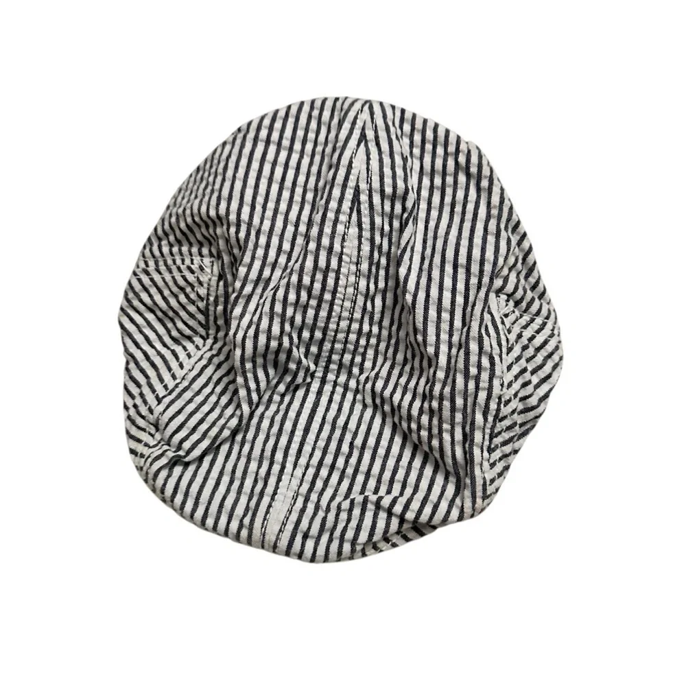 Striped Navy and White Beanie